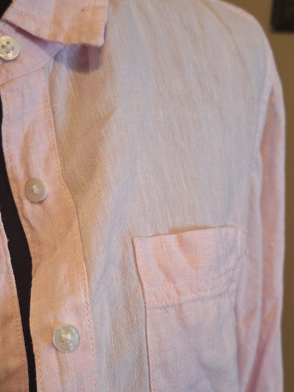 š©·Cute! Linen L.L. Bean Pastel Pink Women's Button-Down Shirt M Pet - Picture 8 of 15